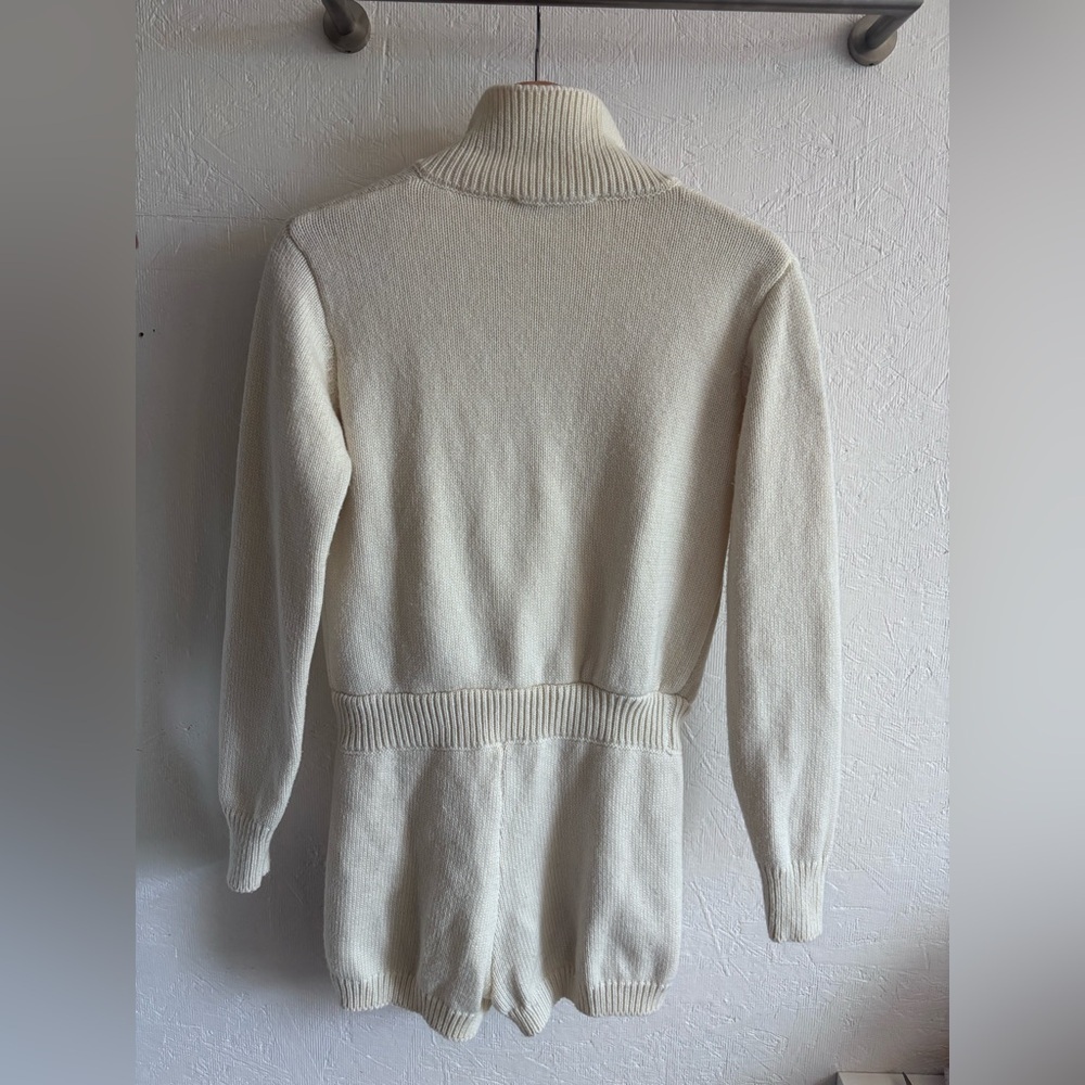 Zara Limited Edition Wool Blend Cream Button Knit Long Sleeve Playsuit Romper - Picture 11 of 14